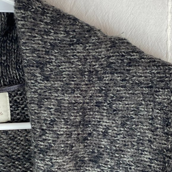 HINGE Knit Shawl Collar Oversized Cardigan Gray Marled Single Button Small - Picture 5 of 10